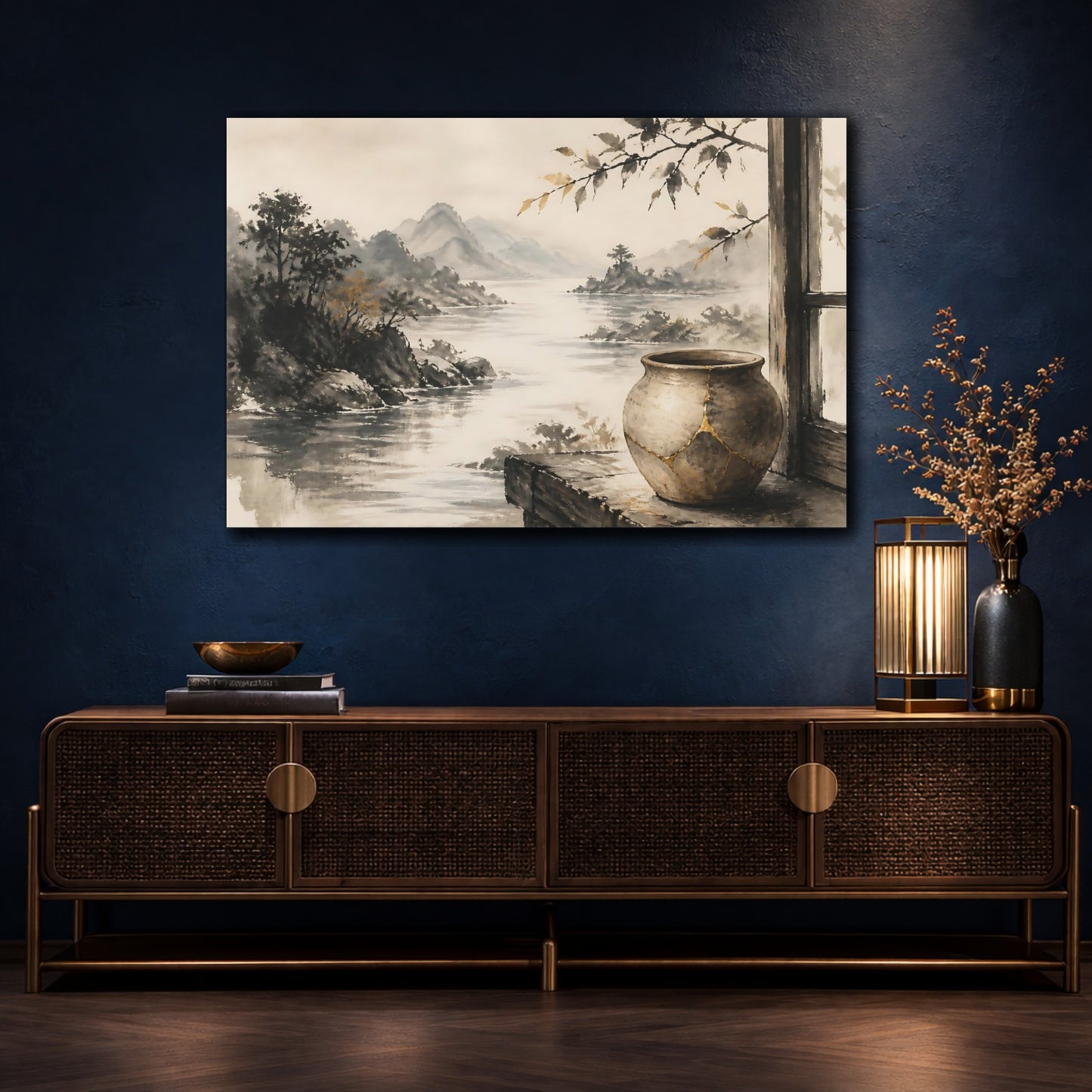 Mockup 4. Kintsugi Window View shown as canvas print