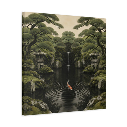 Side Mockup 5. Koi In Mossy Garden shown as canvas print