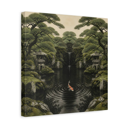 Side Mockup 7. Koi In Mossy Garden shown as canvas print