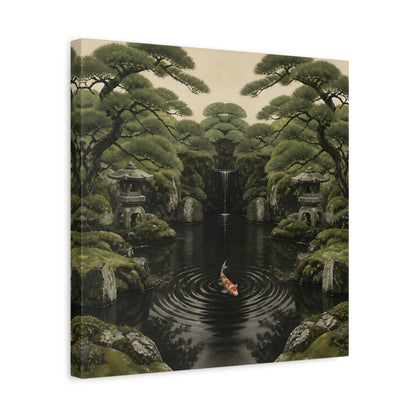 Side Mockup 6. Koi In Mossy Garden shown as canvas print