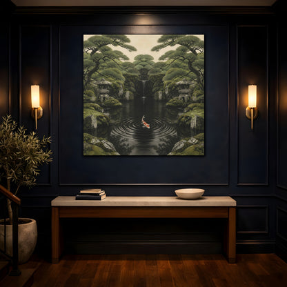 Mockup 4. Koi In Mossy Garden shown as canvas print