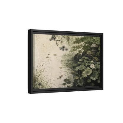 Side Mockup 6. Koi Nature Garden shown as framed canvas print