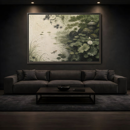 Mockup 3. Koi Nature Garden shown as framed canvas print