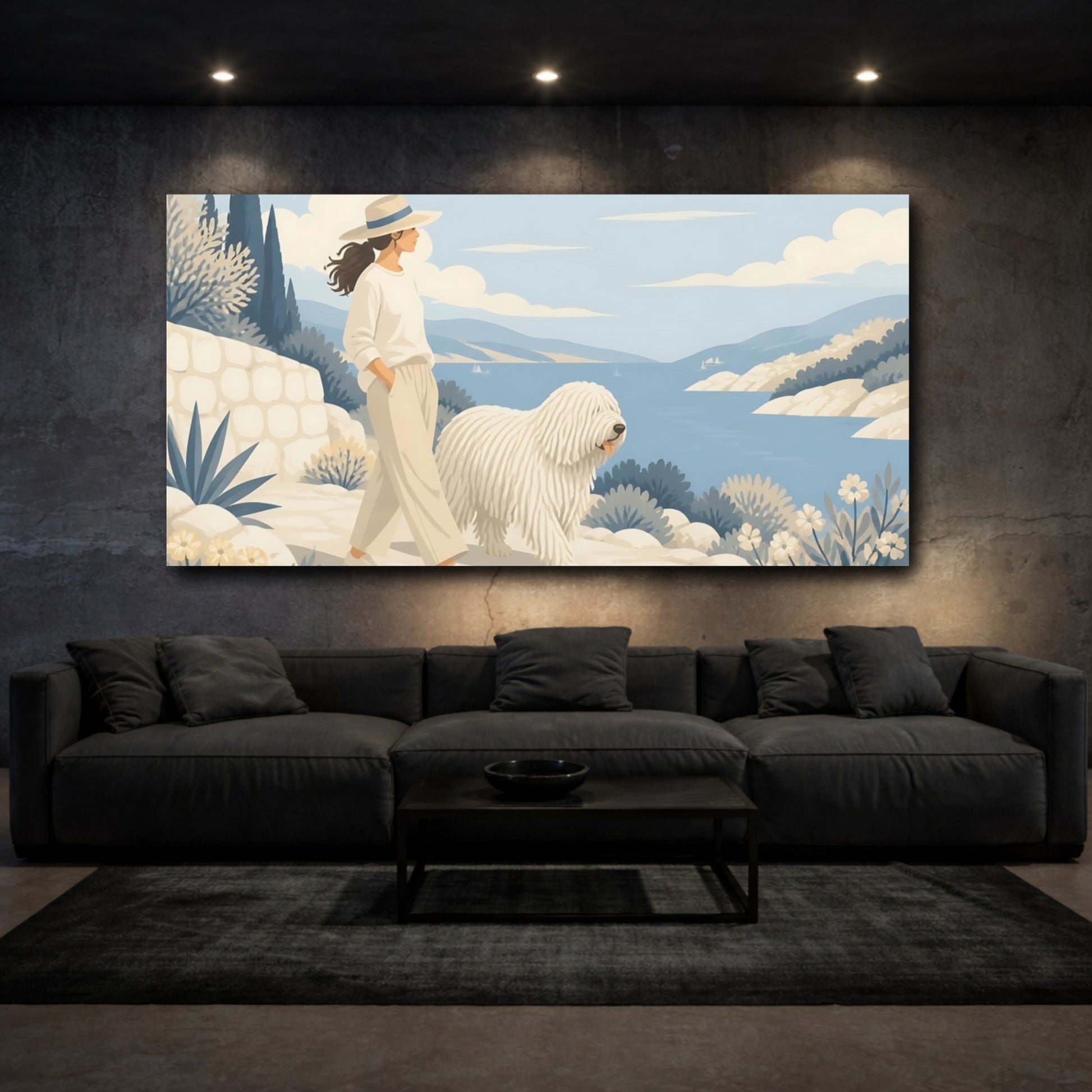 Mockup 3. Komondor Pet Walk shown as canvas print
