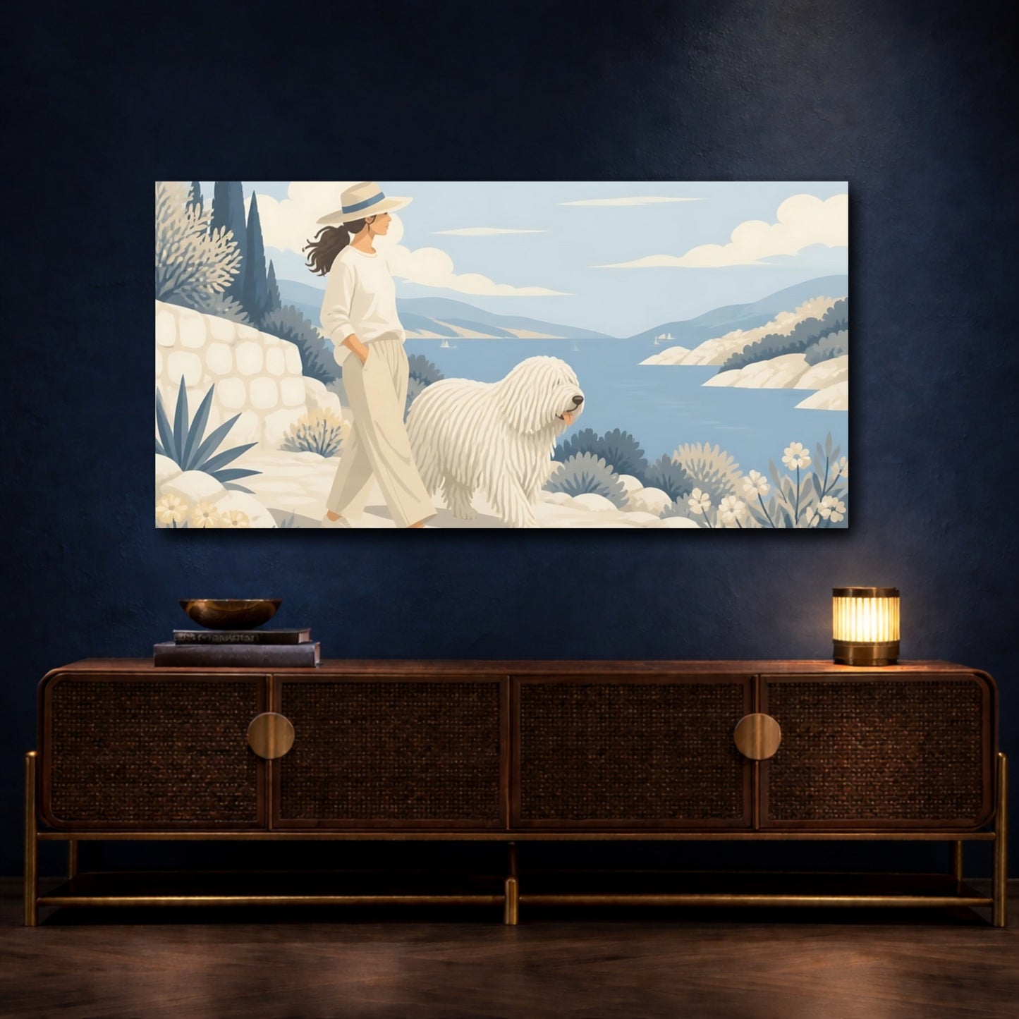 Mockup 4. Komondor Pet Walk shown as canvas print