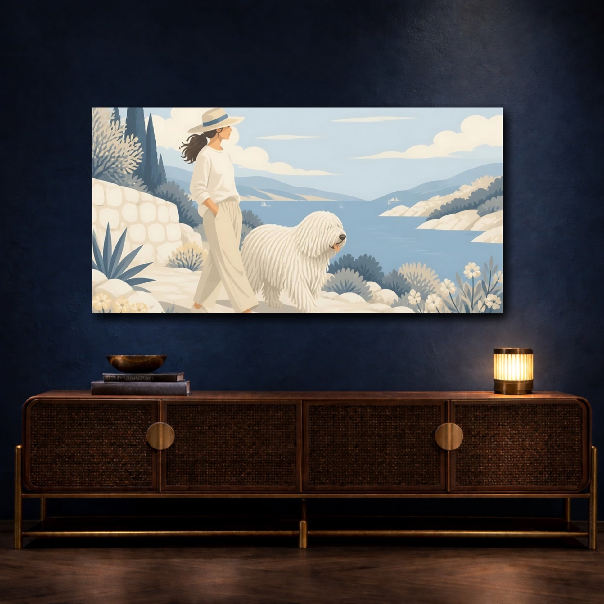 Mockup 4. Komondor Pet Walk shown as canvas print