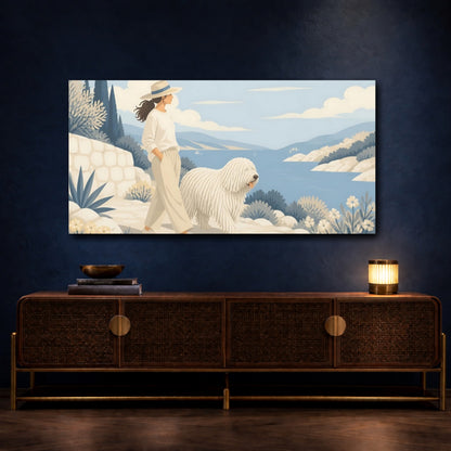 Mockup 4. Komondor Pet Walk shown as canvas print