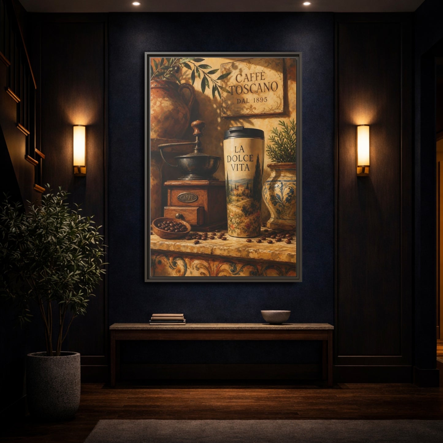 Mockup 4. La Dolce Vita Coffee shown as framed canvas print