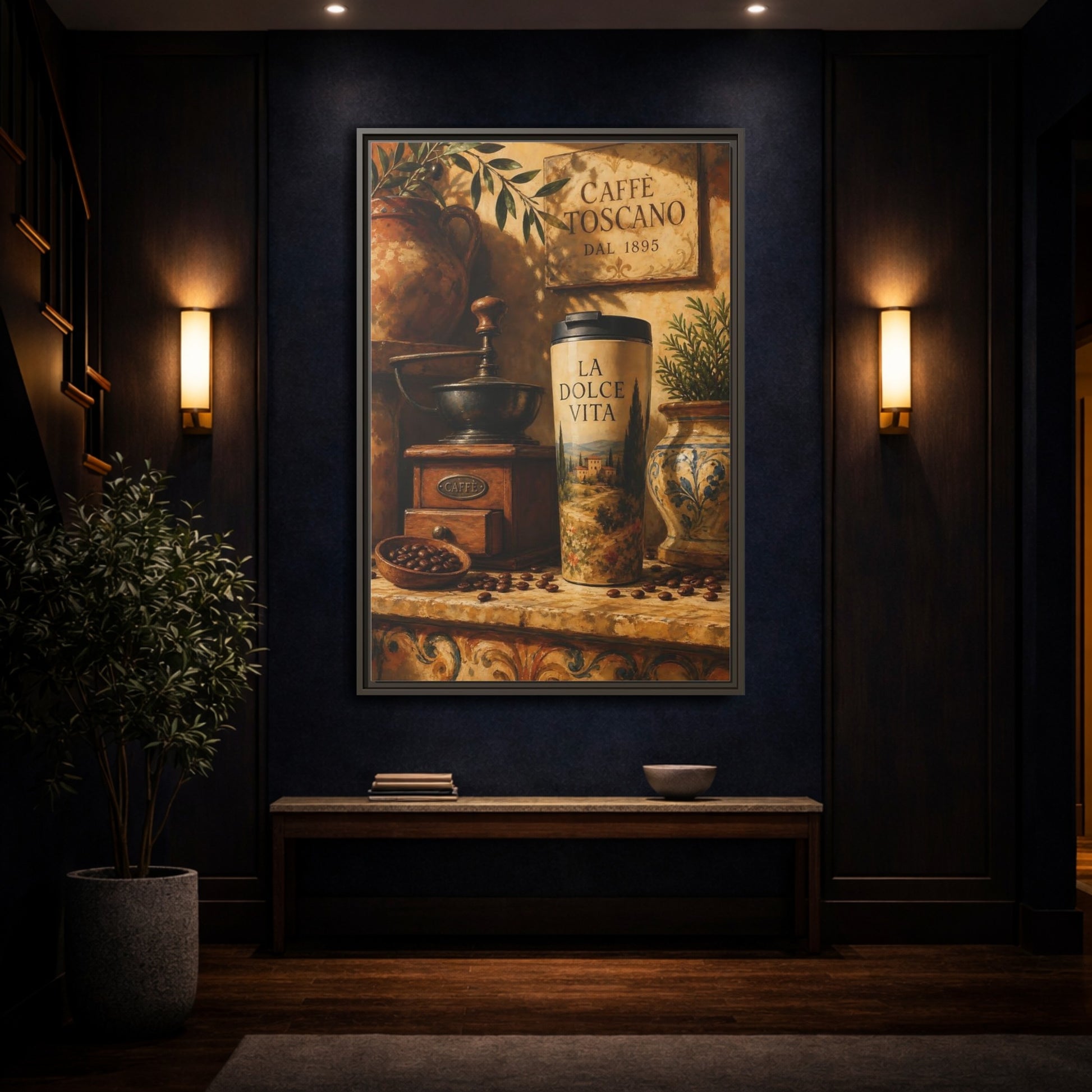 Mockup 4. La Dolce Vita Coffee shown as framed canvas print