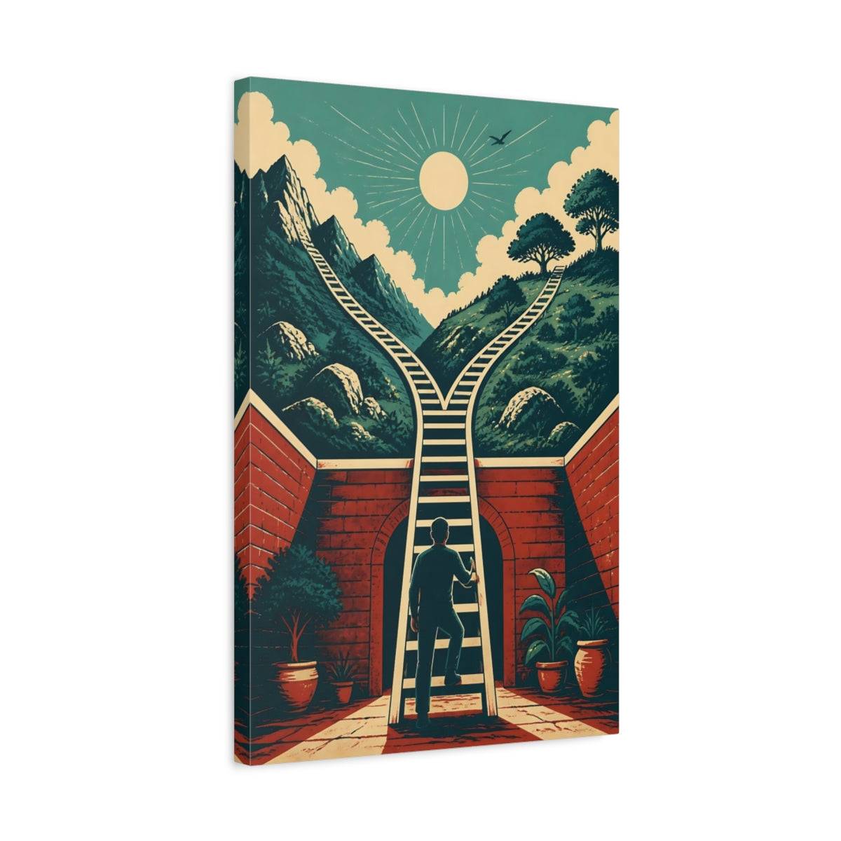Side Mockup 3. Ladder Of Motivation shown as canvas print