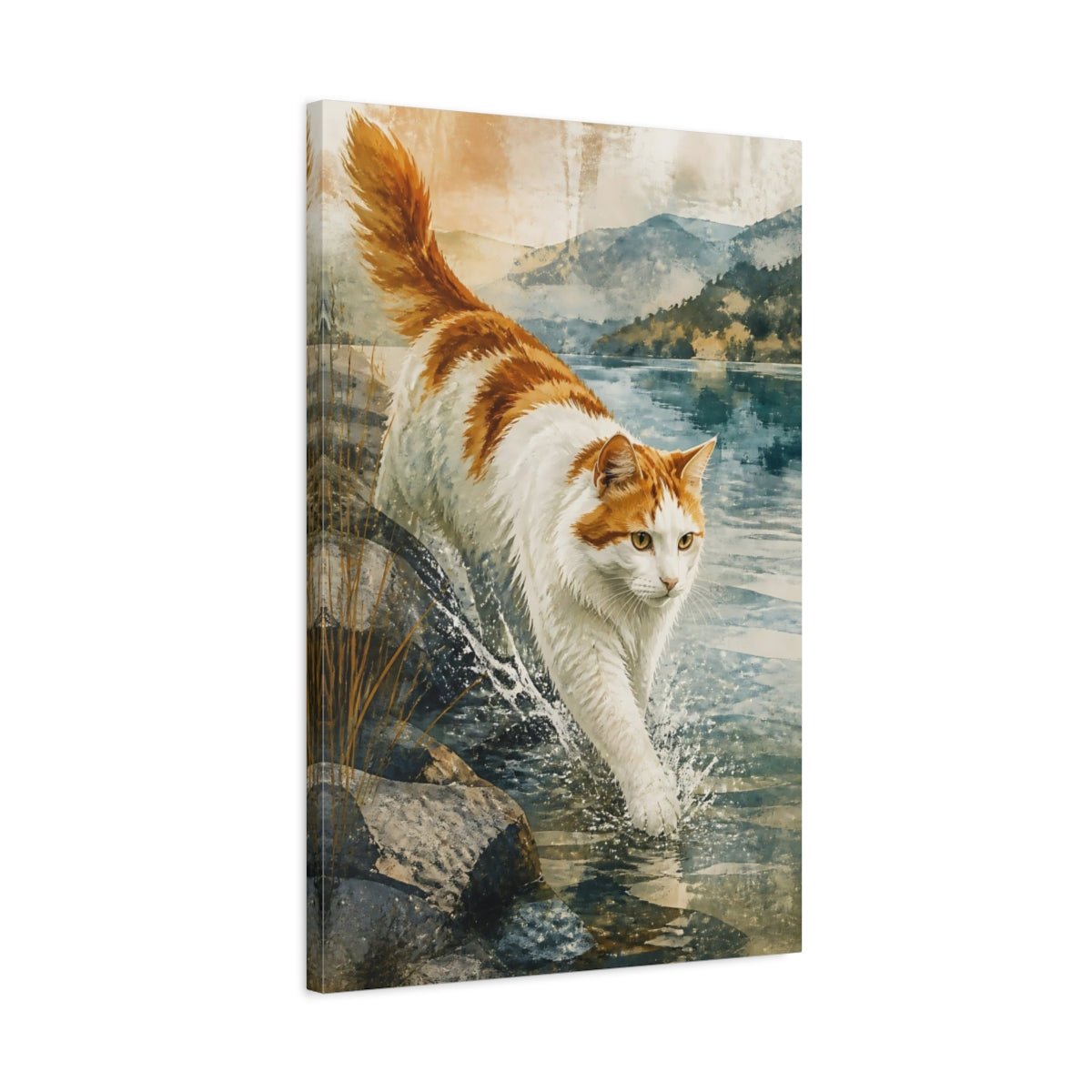Side Mockup 2. Lakeshore Pets Cat shown as canvas print