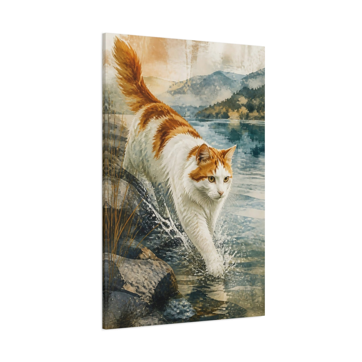 Side Mockup 1. Lakeshore Pets Cat shown as canvas print