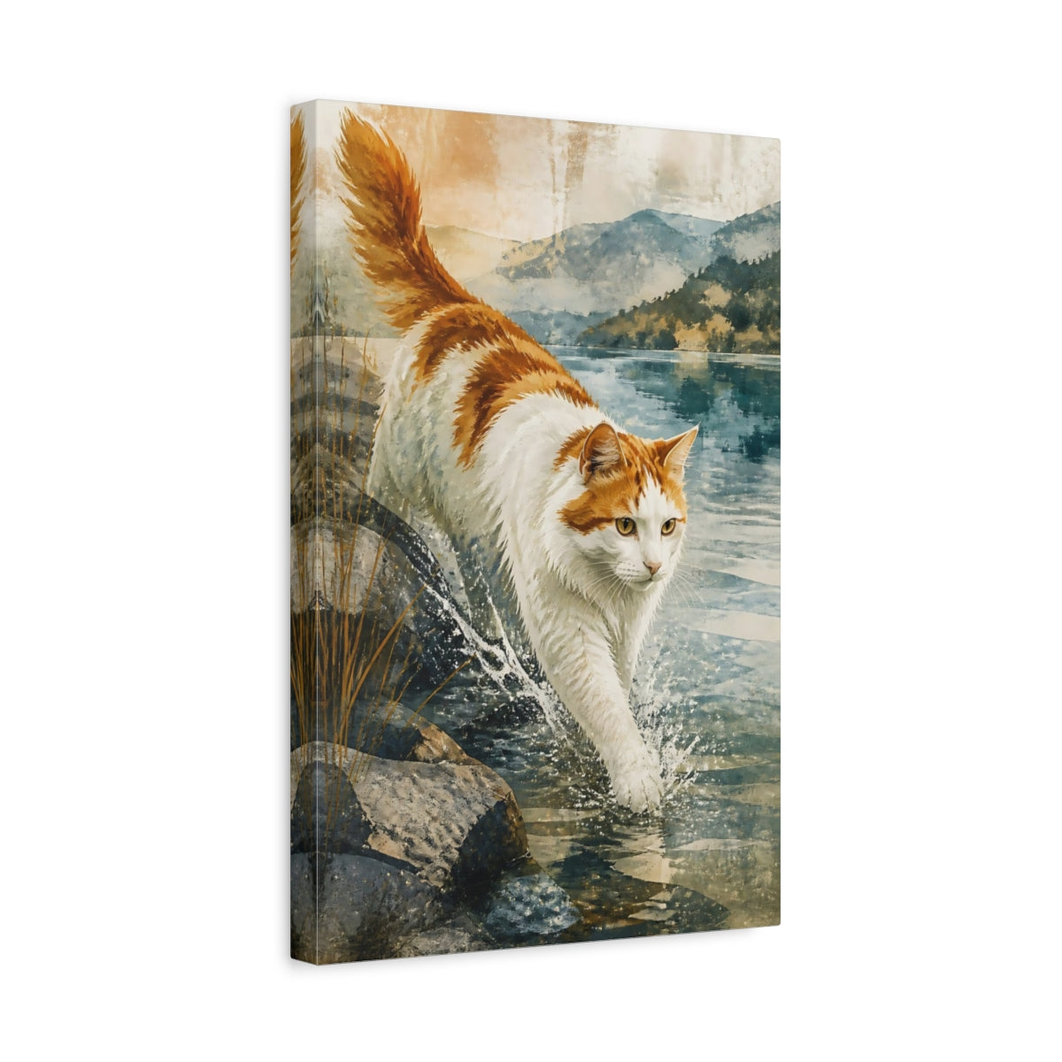 Side Mockup 4. Lakeshore Pets Cat shown as canvas print