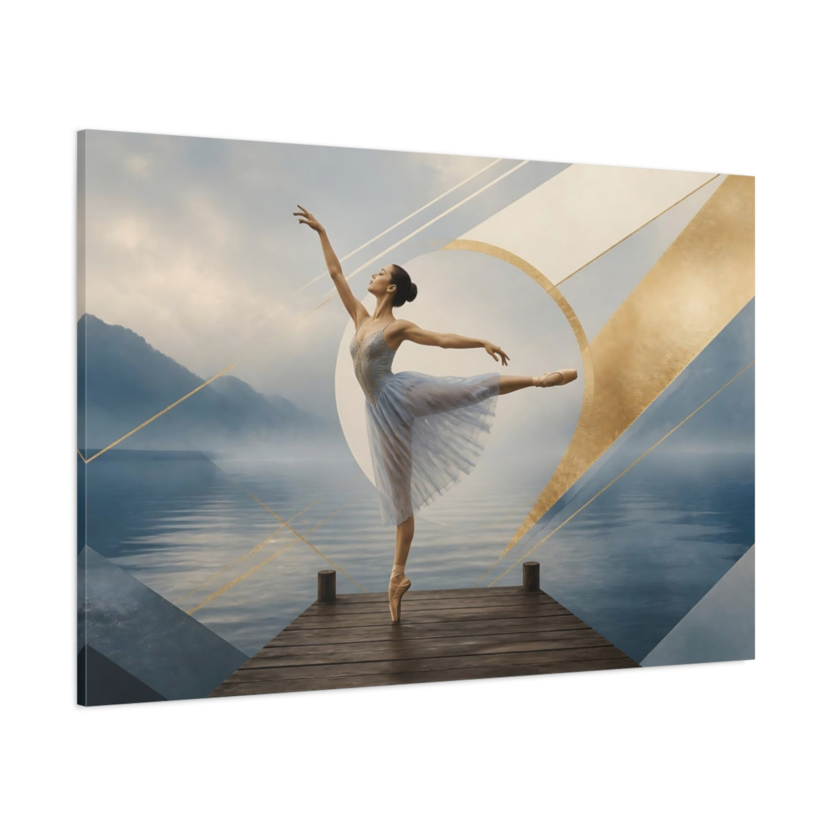 Side Mockup 1. Lakeside Ballet Elegance shown as canvas print
