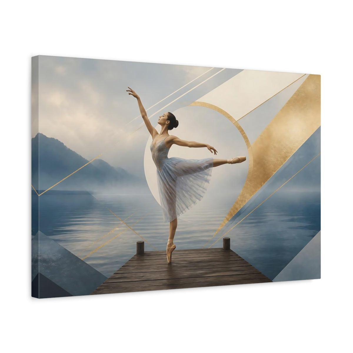 Side Mockup 3. Lakeside Ballet Elegance shown as canvas print