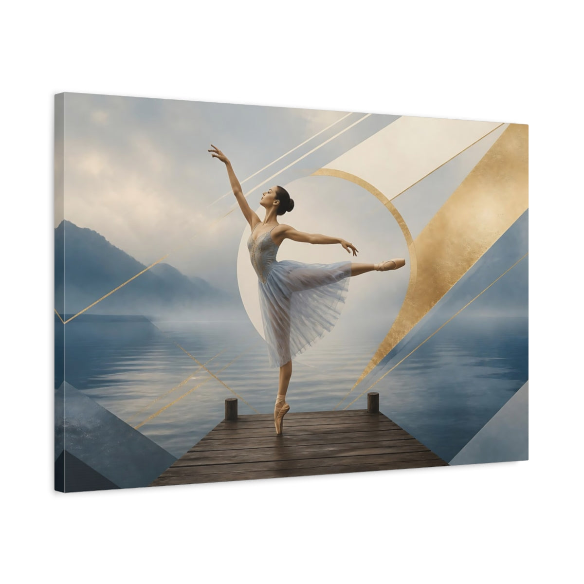 Side Mockup 2. Lakeside Ballet Elegance shown as canvas print