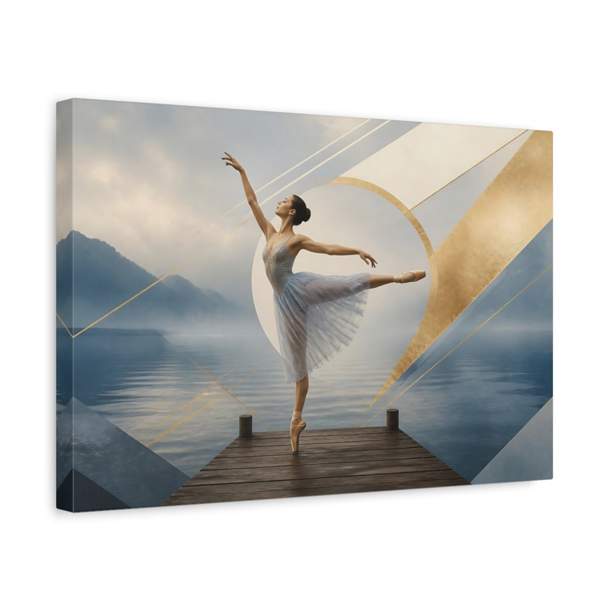 Side Mockup 4. Lakeside Ballet Elegance shown as canvas print