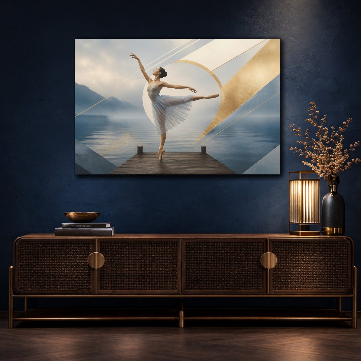 Mockup 4. Lakeside Ballet Elegance shown as canvas print