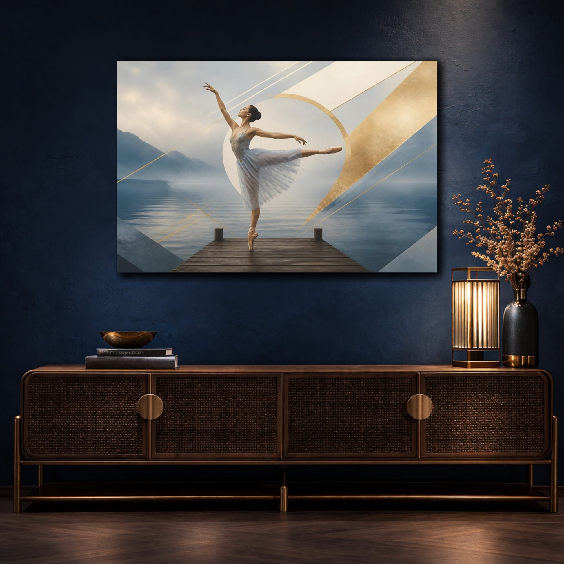Mockup 4. Lakeside Ballet Elegance shown as canvas print