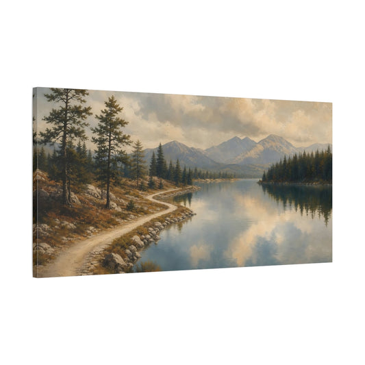 Main Mockup. Lakeside Mountain Path shown as canvas print