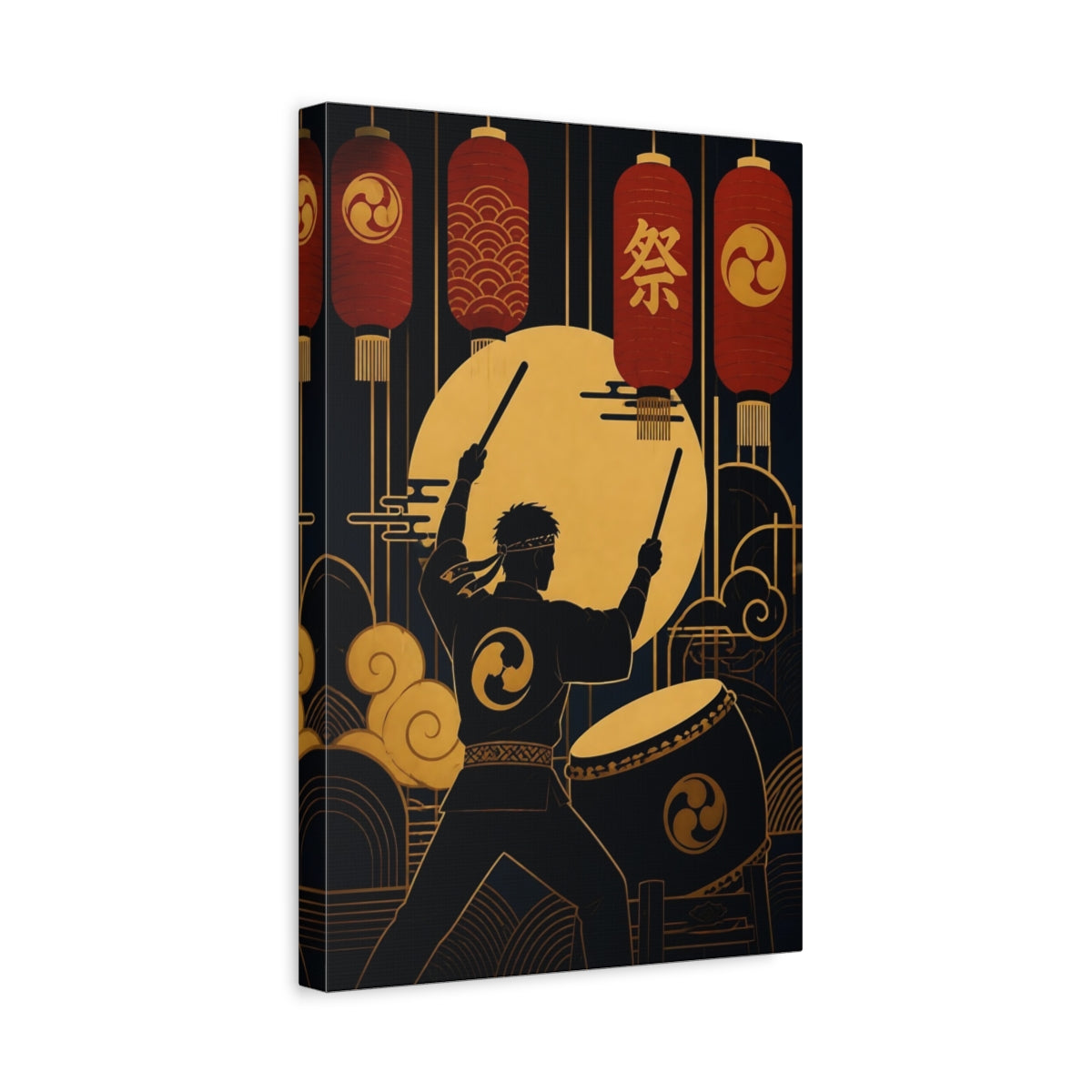Side Mockup 4. Lantern Festival Drummer shown as canvas print
