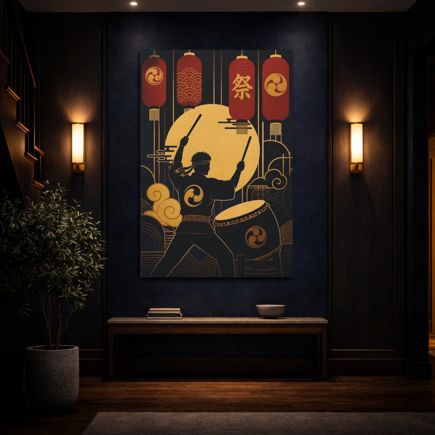 Mockup 4. Lantern Festival Drummer shown as canvas print