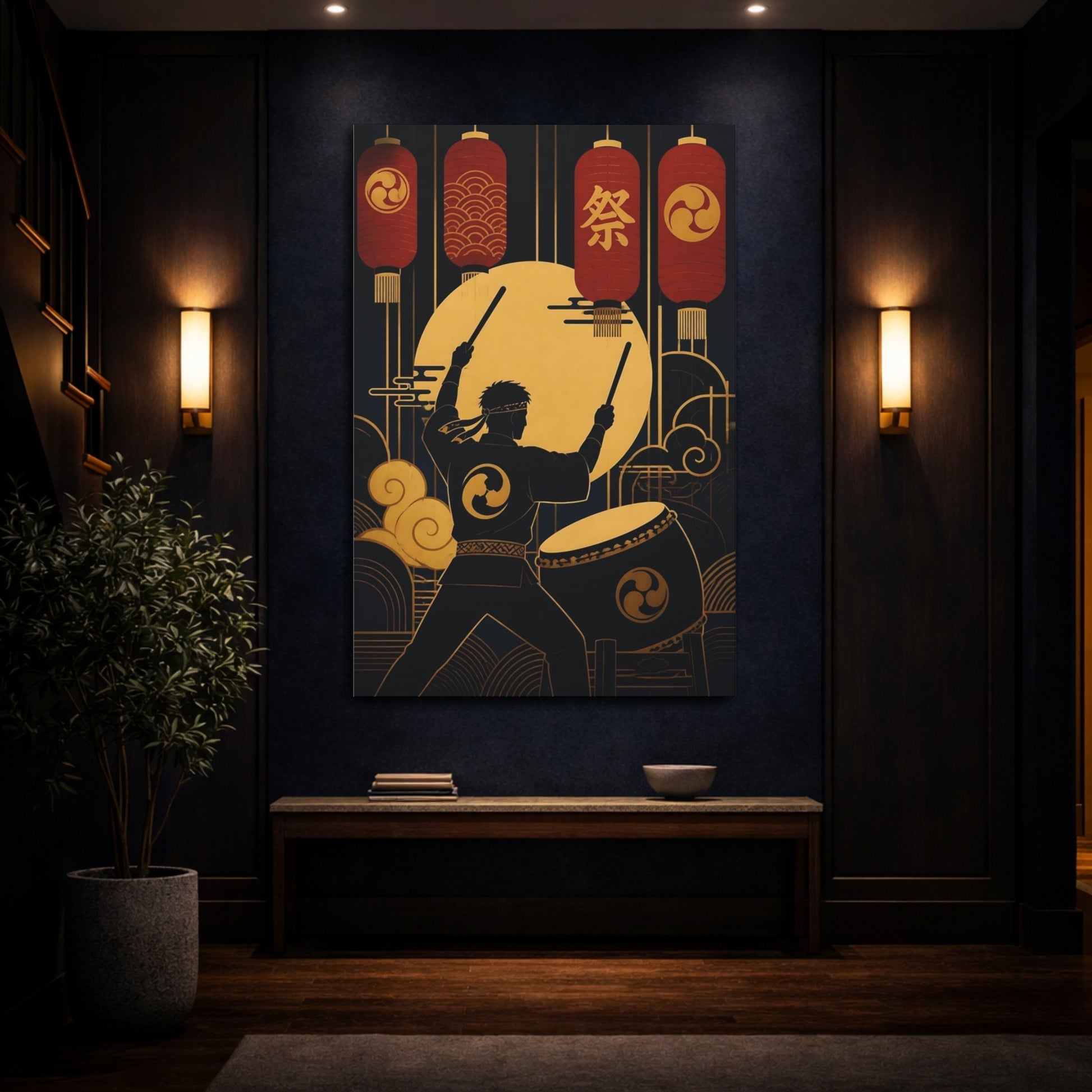 Mockup 4. Lantern Festival Drummer shown as canvas print