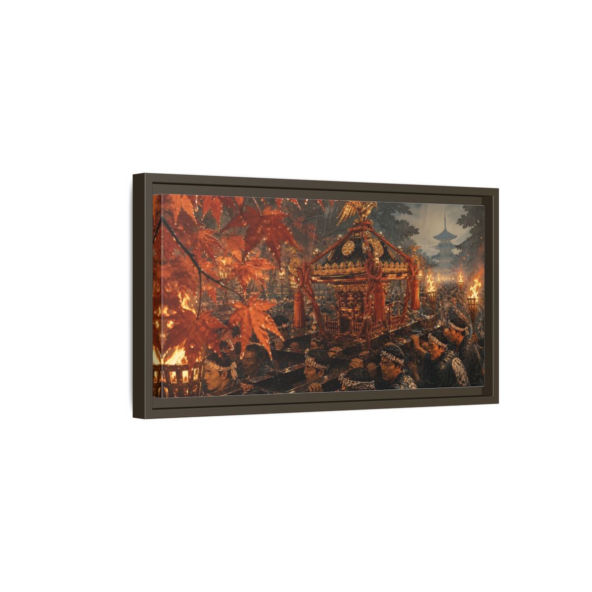 Side Mockup 7. Lantern-Lit Mikoshi Procession shown as framed canvas print