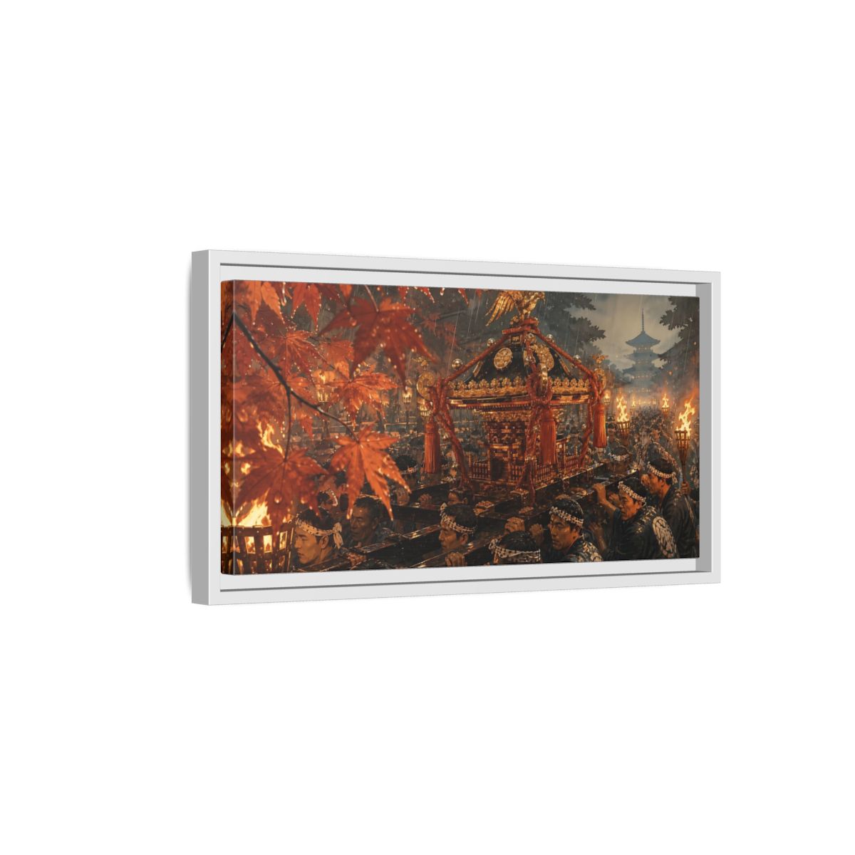 Side Mockup 6. Lantern-Lit Mikoshi Procession shown as framed canvas print