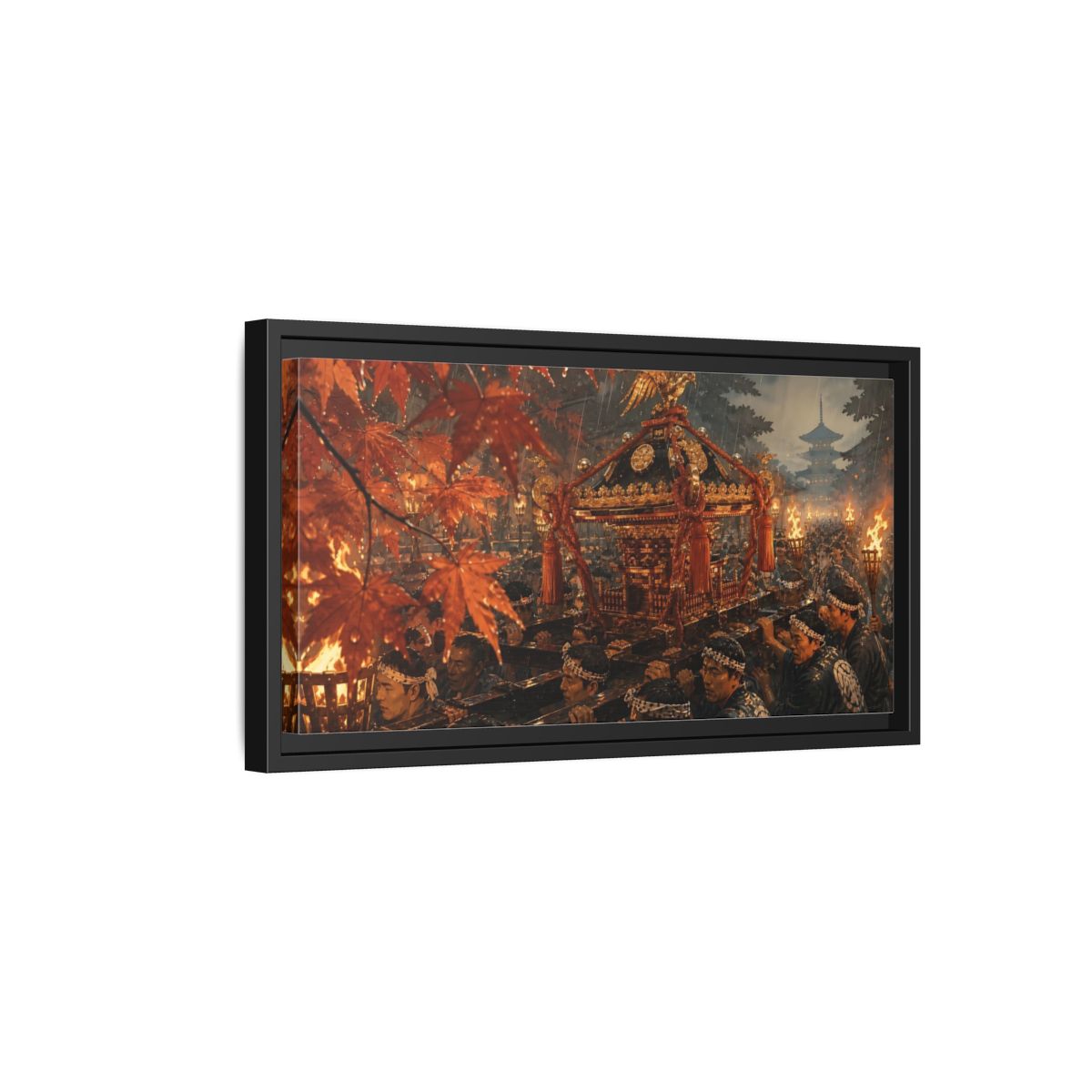 Side Mockup 8. Lantern-Lit Mikoshi Procession shown as framed canvas print