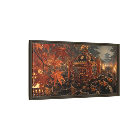 Main Mockup. Lantern-Lit Mikoshi Procession shown as framed canvas print