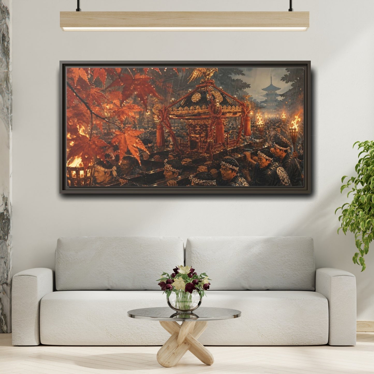 Mockup 2. Lantern-Lit Mikoshi Procession shown as framed canvas print
