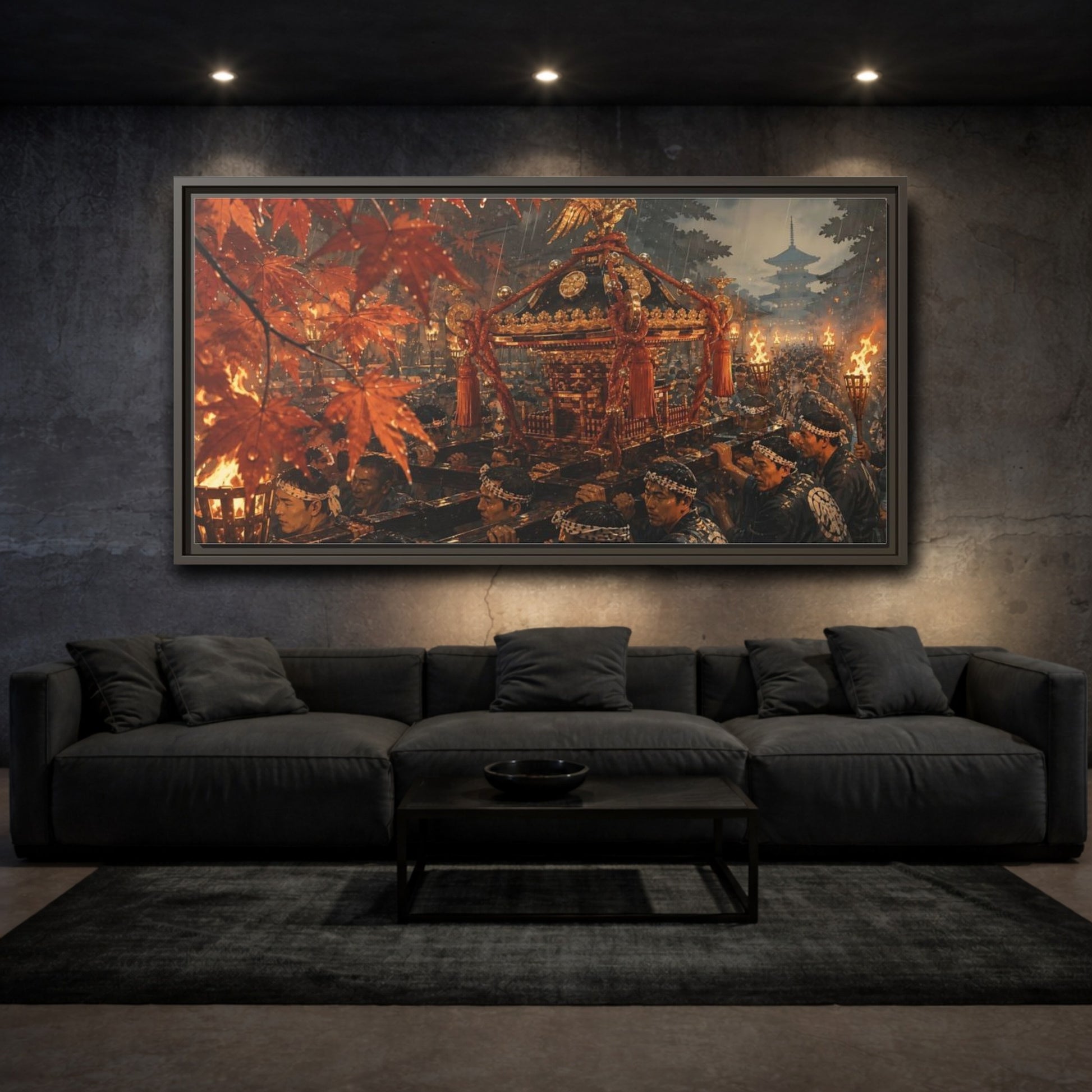 Mockup 3. Lantern-Lit Mikoshi Procession shown as framed canvas print