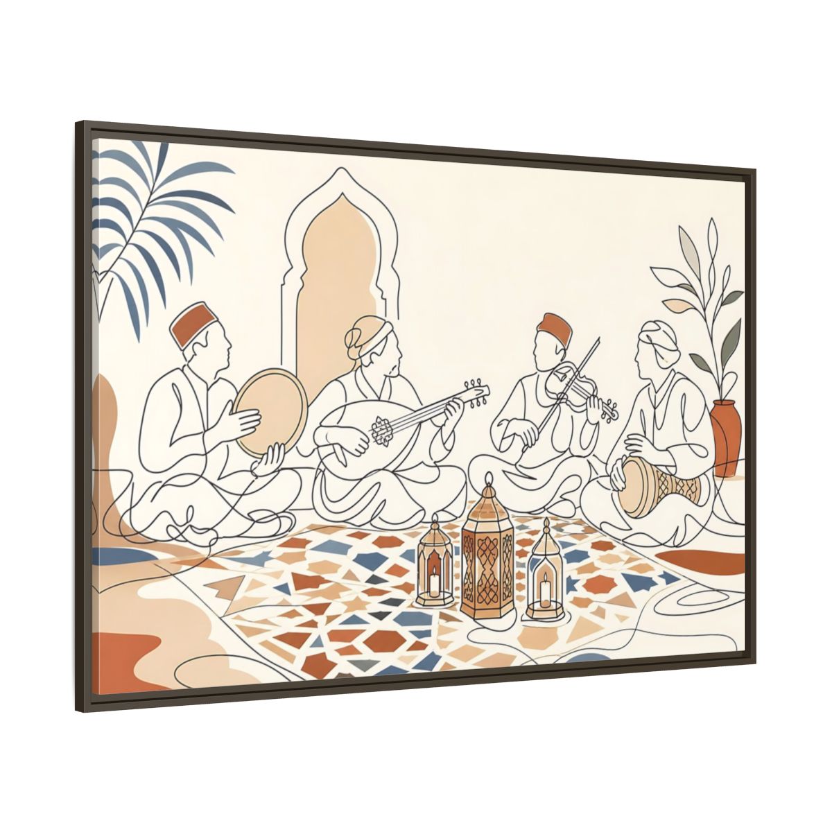 Side Mockup 8. Lantern Lit Music Circle shown as framed canvas print