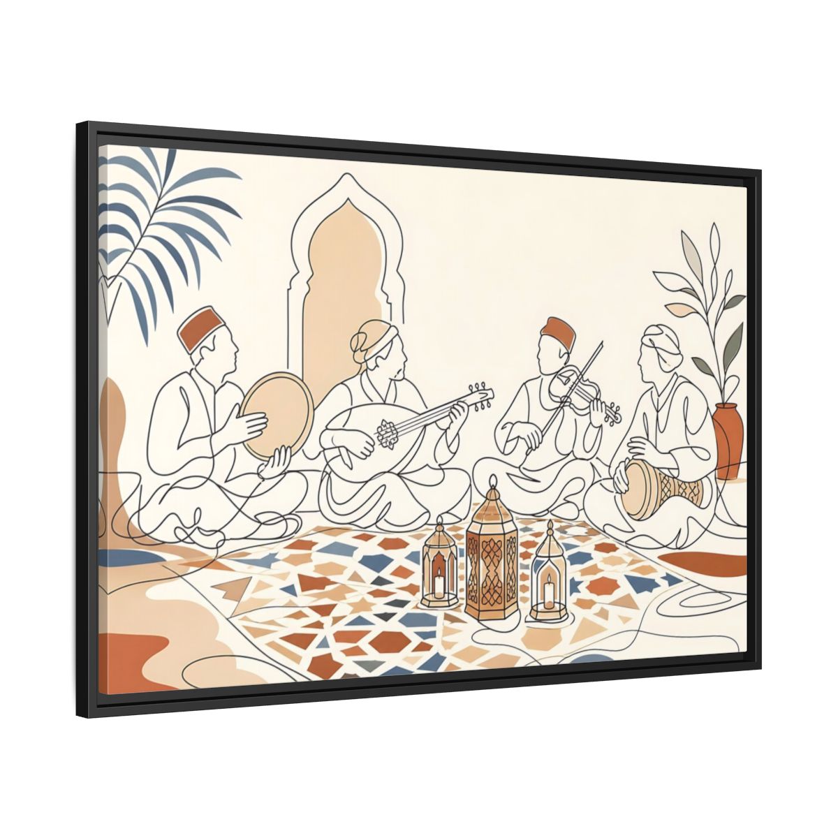 Side Mockup 13. Lantern Lit Music Circle shown as framed canvas print