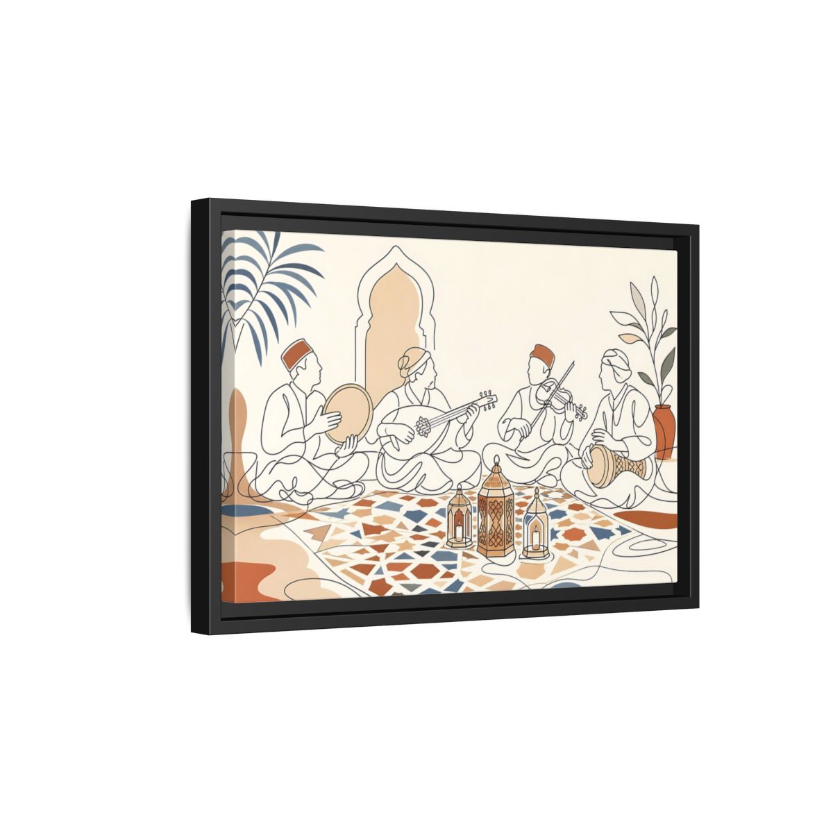 Side Mockup 6. Lantern Lit Music Circle shown as framed canvas print