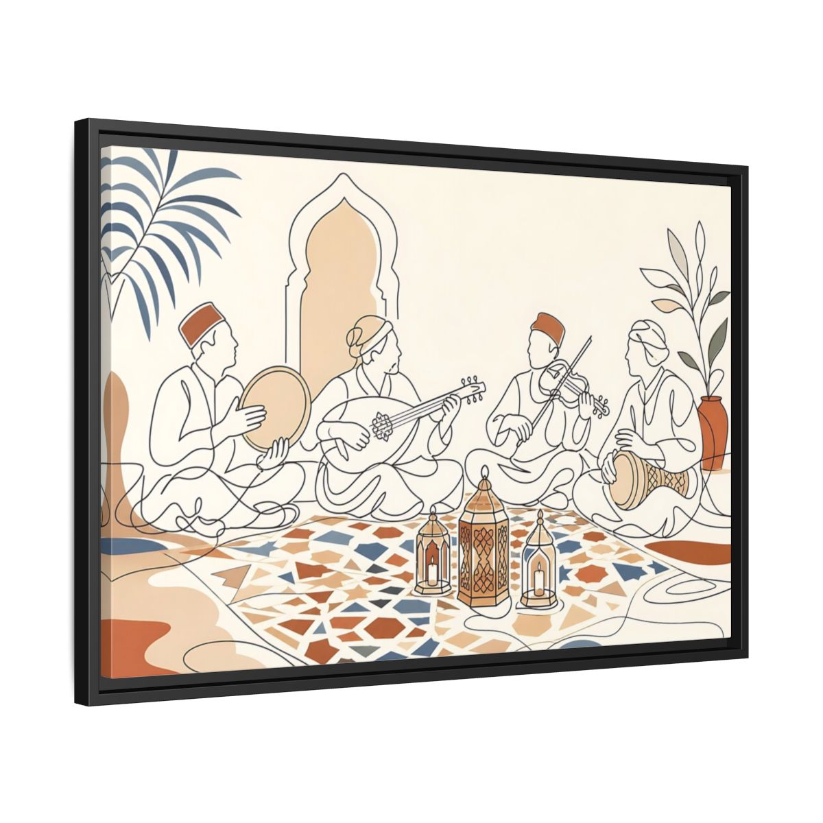 Side Mockup 14. Lantern Lit Music Circle shown as framed canvas print