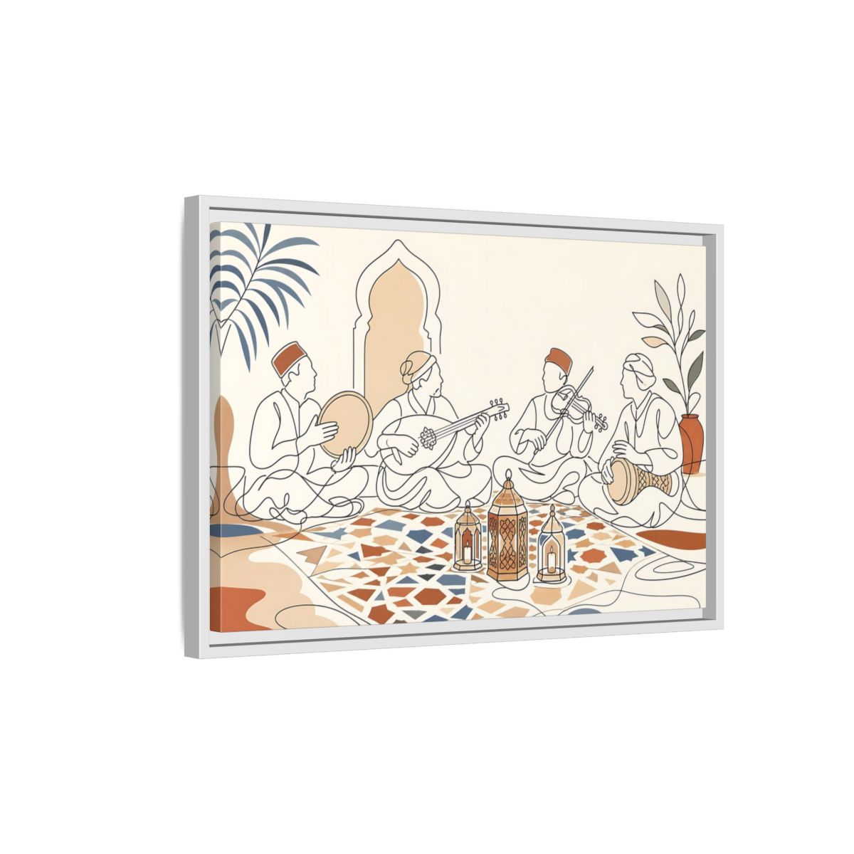 Side Mockup 1. Lantern Lit Music Circle shown as framed canvas print