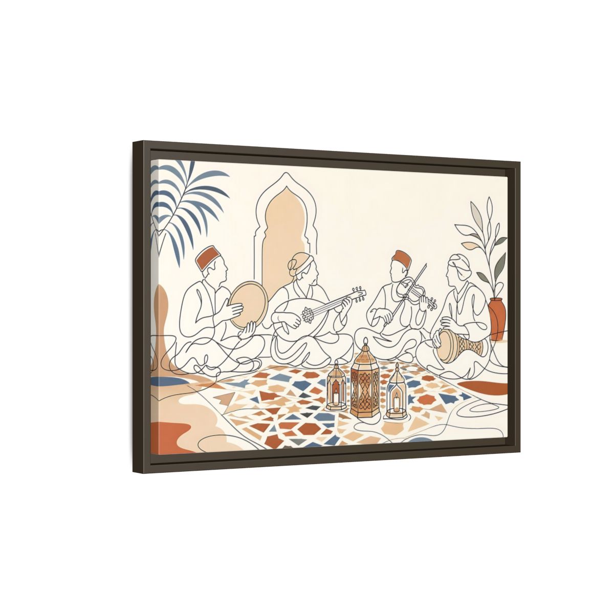 Side Mockup 2. Lantern Lit Music Circle shown as framed canvas print