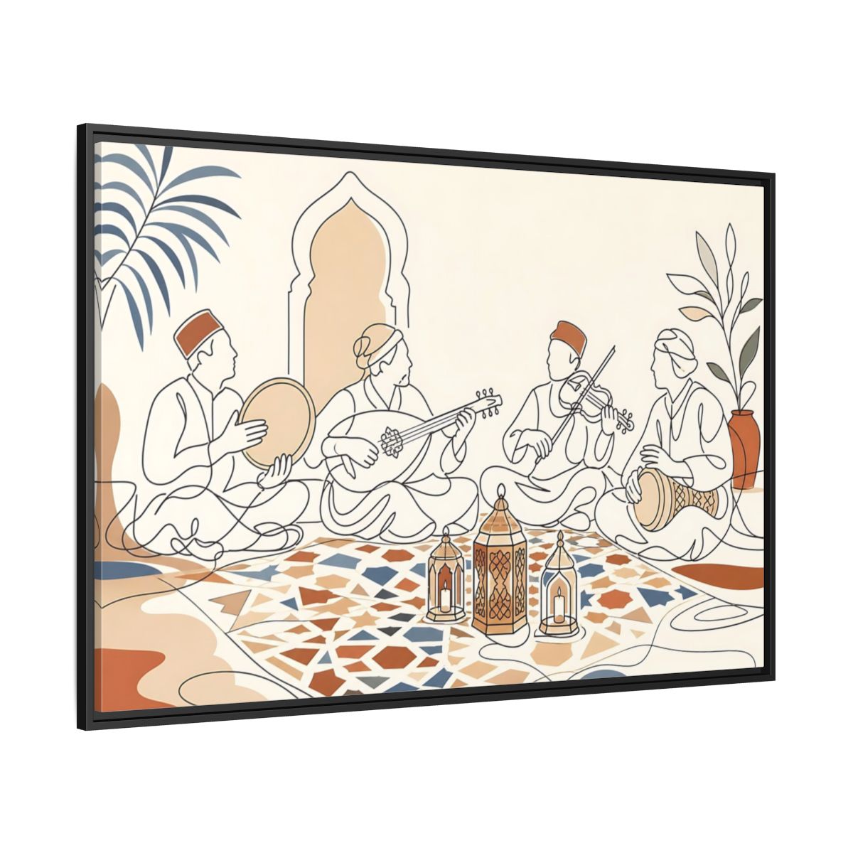Side Mockup 12. Lantern Lit Music Circle shown as framed canvas print