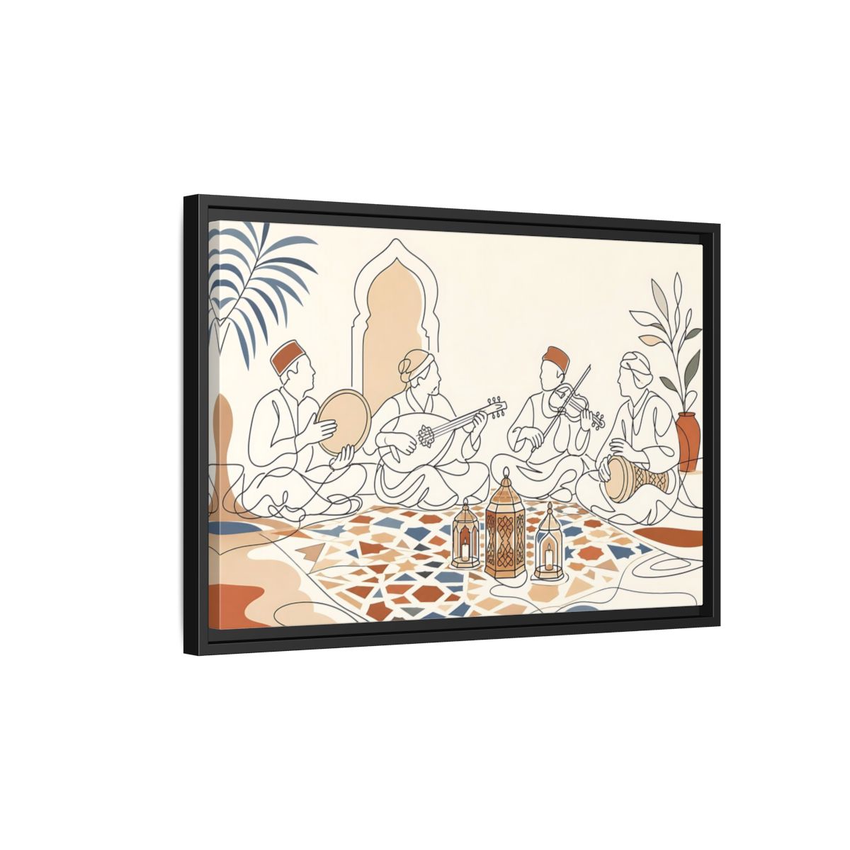 Side Mockup 3. Lantern Lit Music Circle shown as framed canvas print