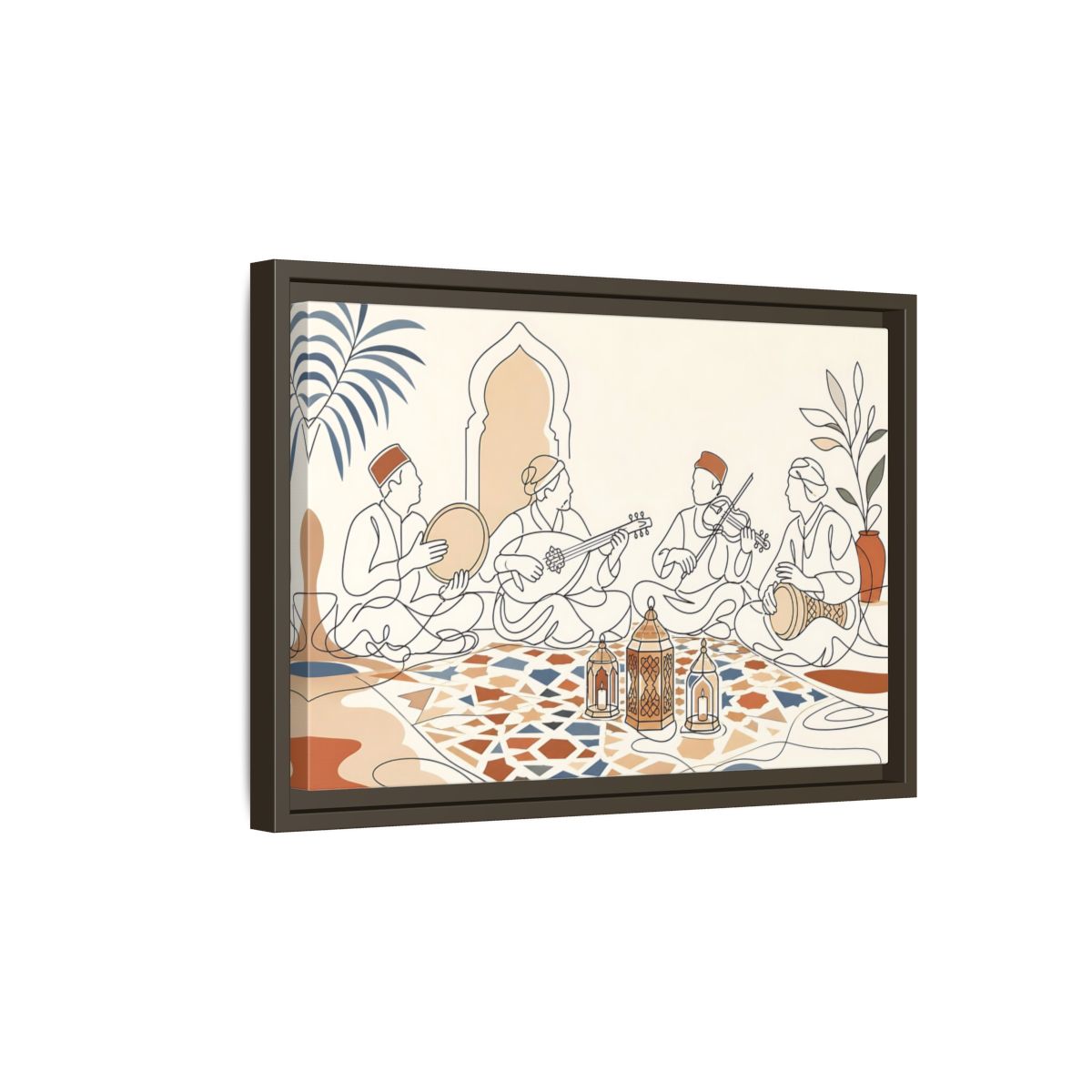 Side Mockup 5. Lantern Lit Music Circle shown as framed canvas print