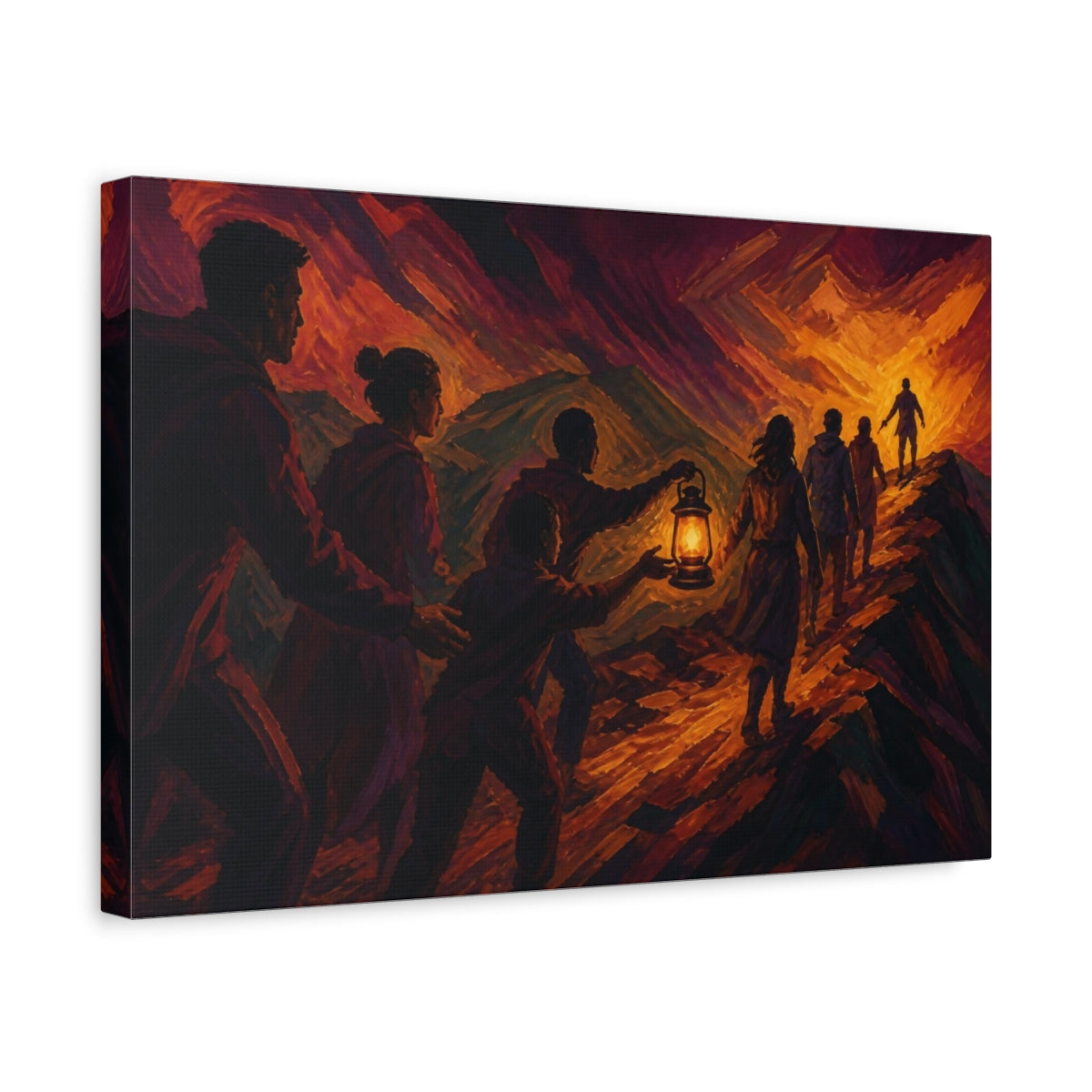 Side Mockup 4. Lantern Travelers Motivation shown as canvas print
