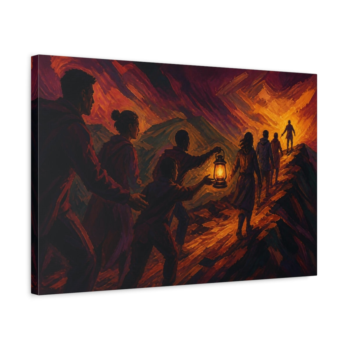 Side Mockup 3. Lantern Travelers Motivation shown as canvas print