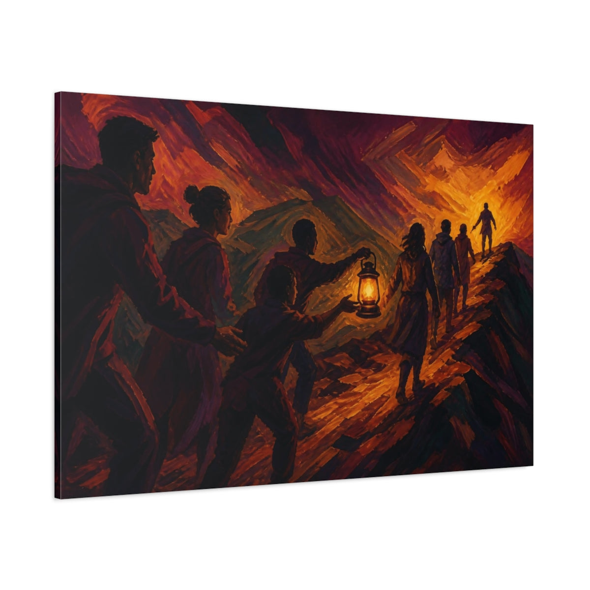 Side Mockup 1. Lantern Travelers Motivation shown as canvas print