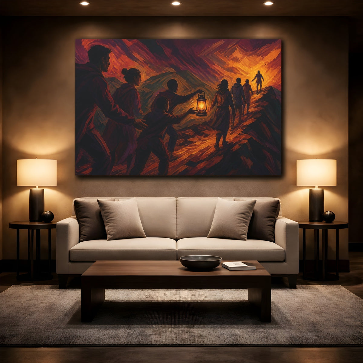 Mockup 2. Lantern Travelers Motivation shown as canvas print