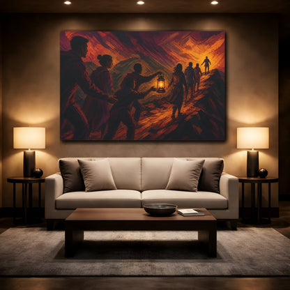 Mockup 2. Lantern Travelers Motivation shown as canvas print