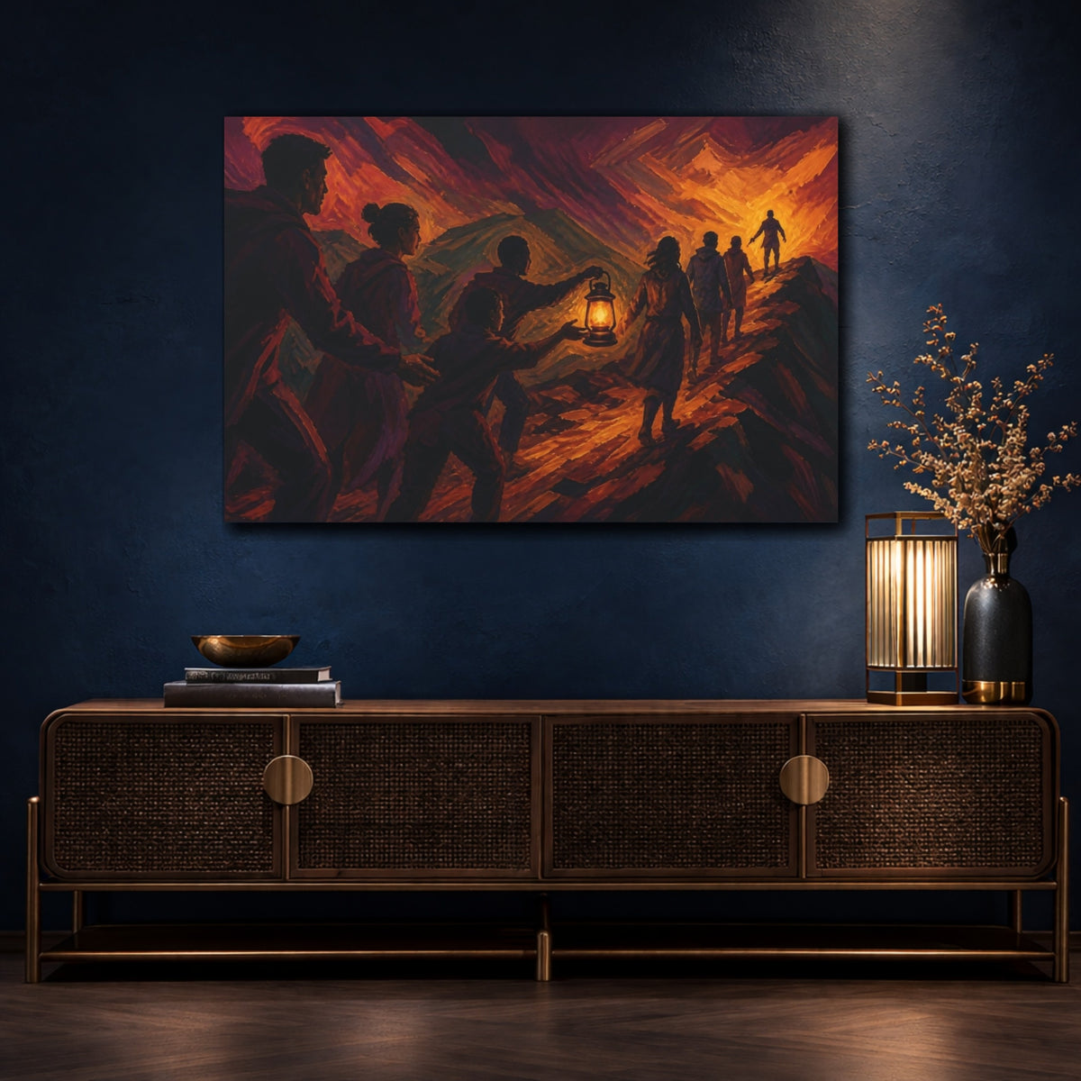 Mockup 4. Lantern Travelers Motivation shown as canvas print