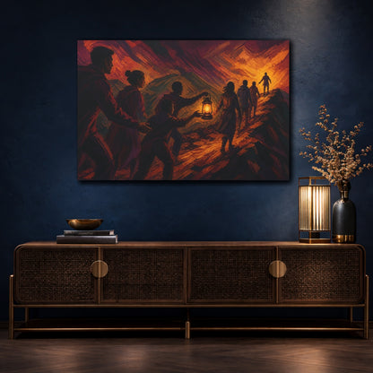 Mockup 4. Lantern Travelers Motivation shown as canvas print