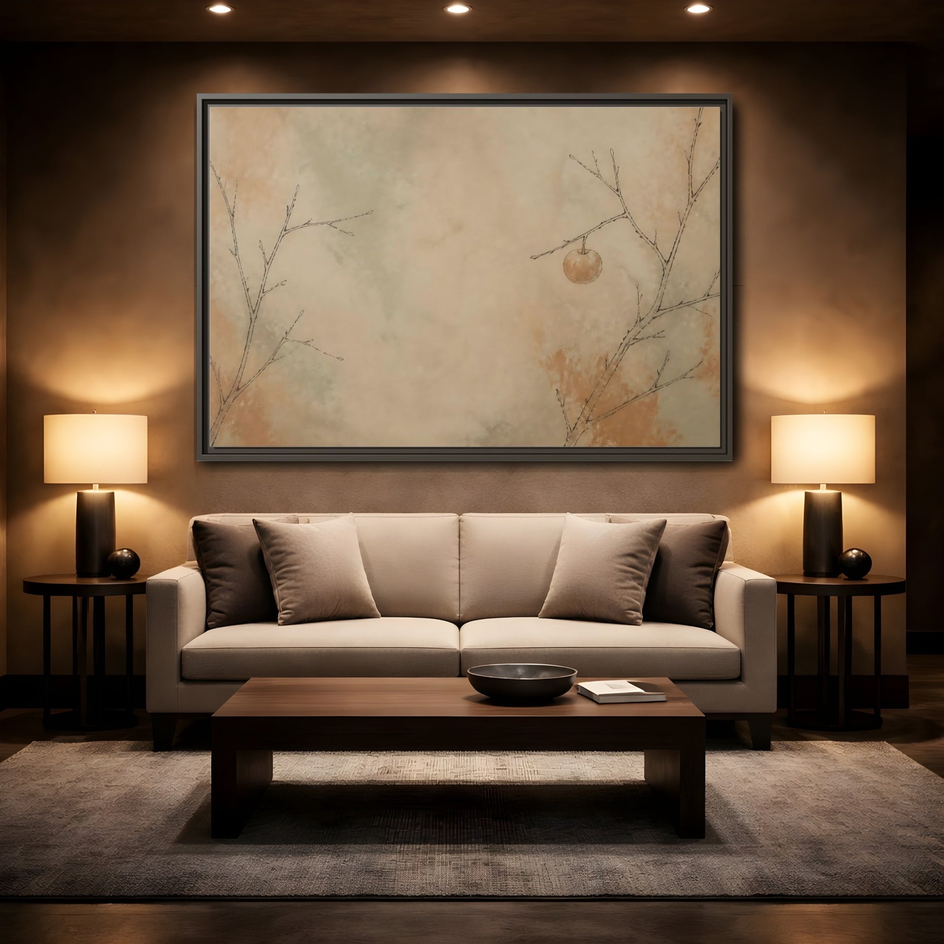 Mockup 2. Last Fruit On Bare Branch shown as framed canvas print